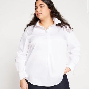 Universal Standard size S (14-16) white Elbe half button down shirt.
